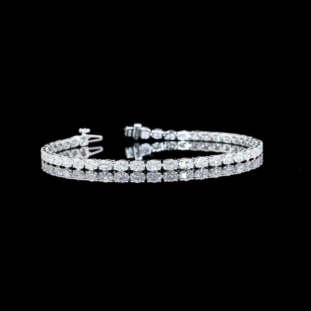 5.14 CTTW Oval Lab Diamond Tennis Bracelet 6.75" 14k White Gold E Color and VS Clarity jewelry-spot-usa