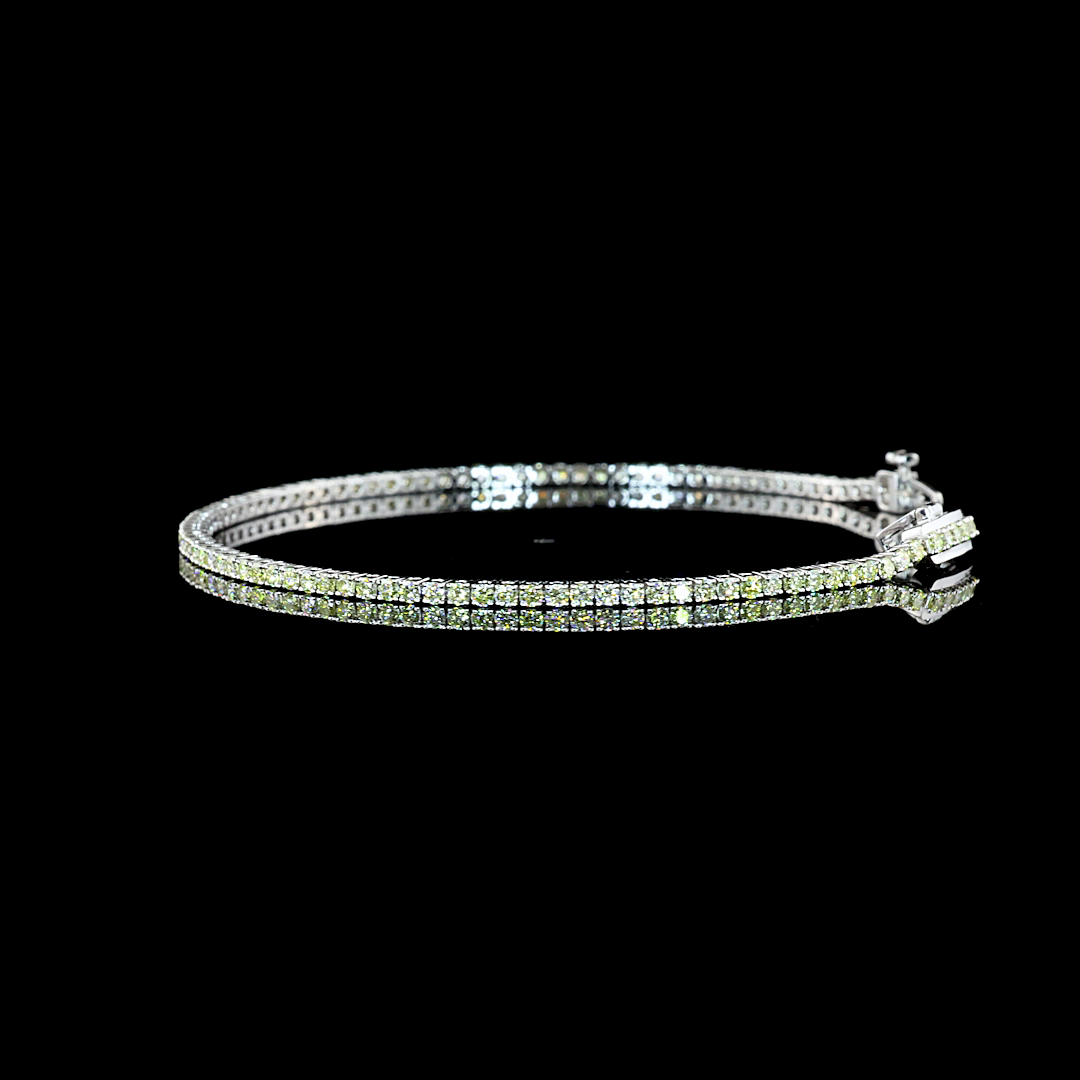 1.54 CTTW Round Lab Diamond Tennis Bracelet 6.5" 14k White Gold Fancy Vivid Yellow Color and VS2 Clarity jewelry-spot-usa
