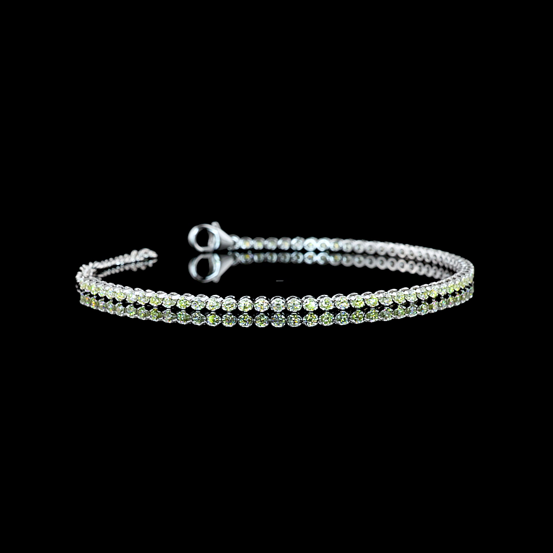 14k White Gold Lab Diamond Round 0.98 CTTW Tennis Bracelet 7" Fancy Vivid Yellow VS2