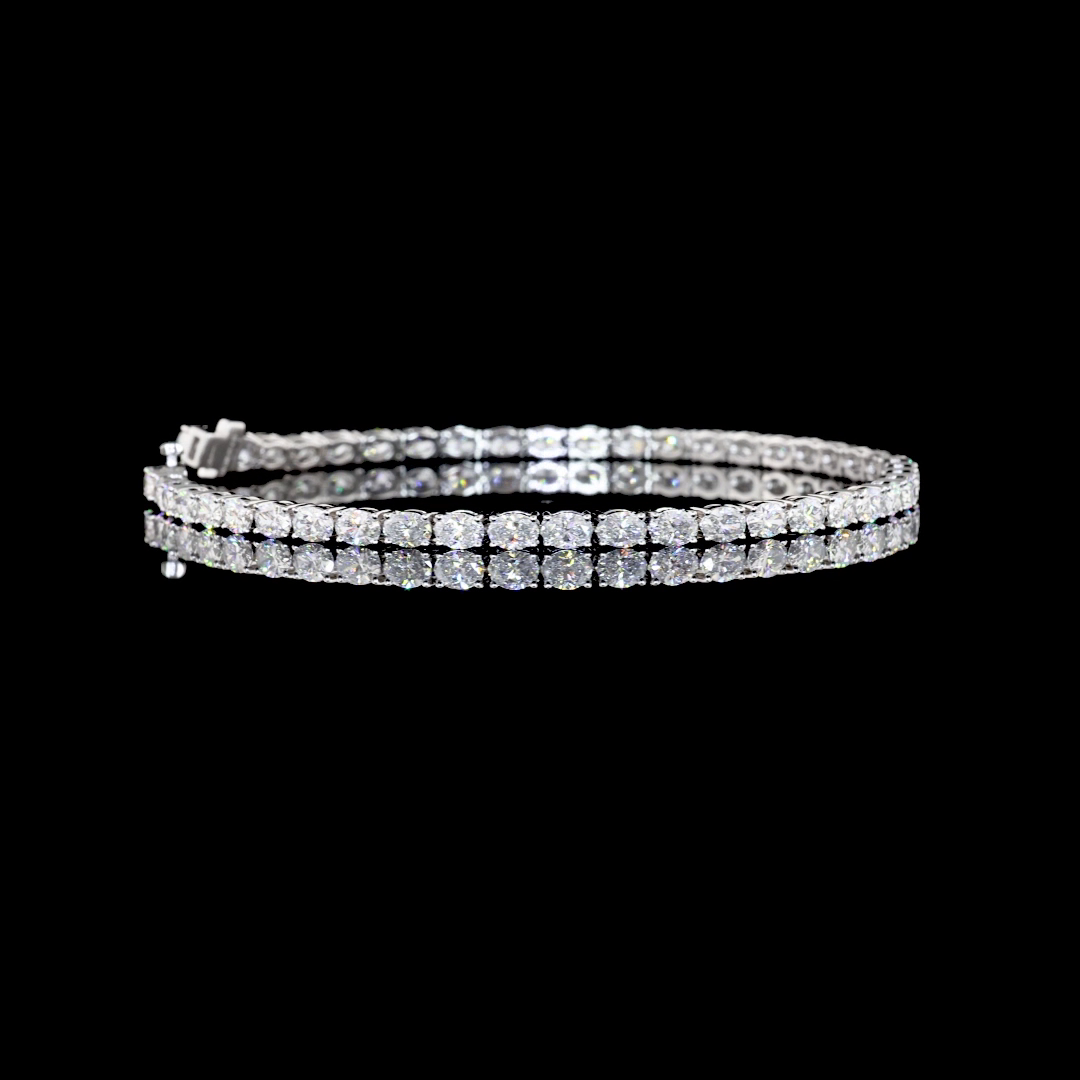 4.91 CTTW Oval Lab Diamond Tennis Bracelet 7" 14k White Gold (E/F Color and VS/VS2 Clarity)