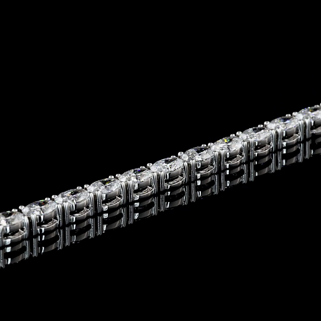 4.91 CTTW Oval Lab Diamond Tennis Bracelet 7" 14k White Gold (E/F Color and VS/VS2 Clarity)