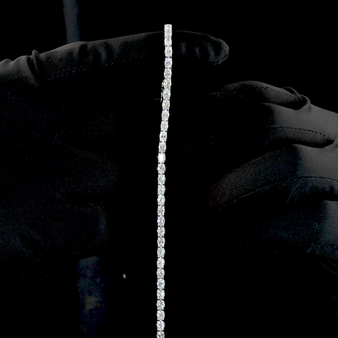 4.91 CTTW Oval Lab Diamond Tennis Bracelet 7" 14k White Gold (E/F Color and VS/VS2 Clarity)
