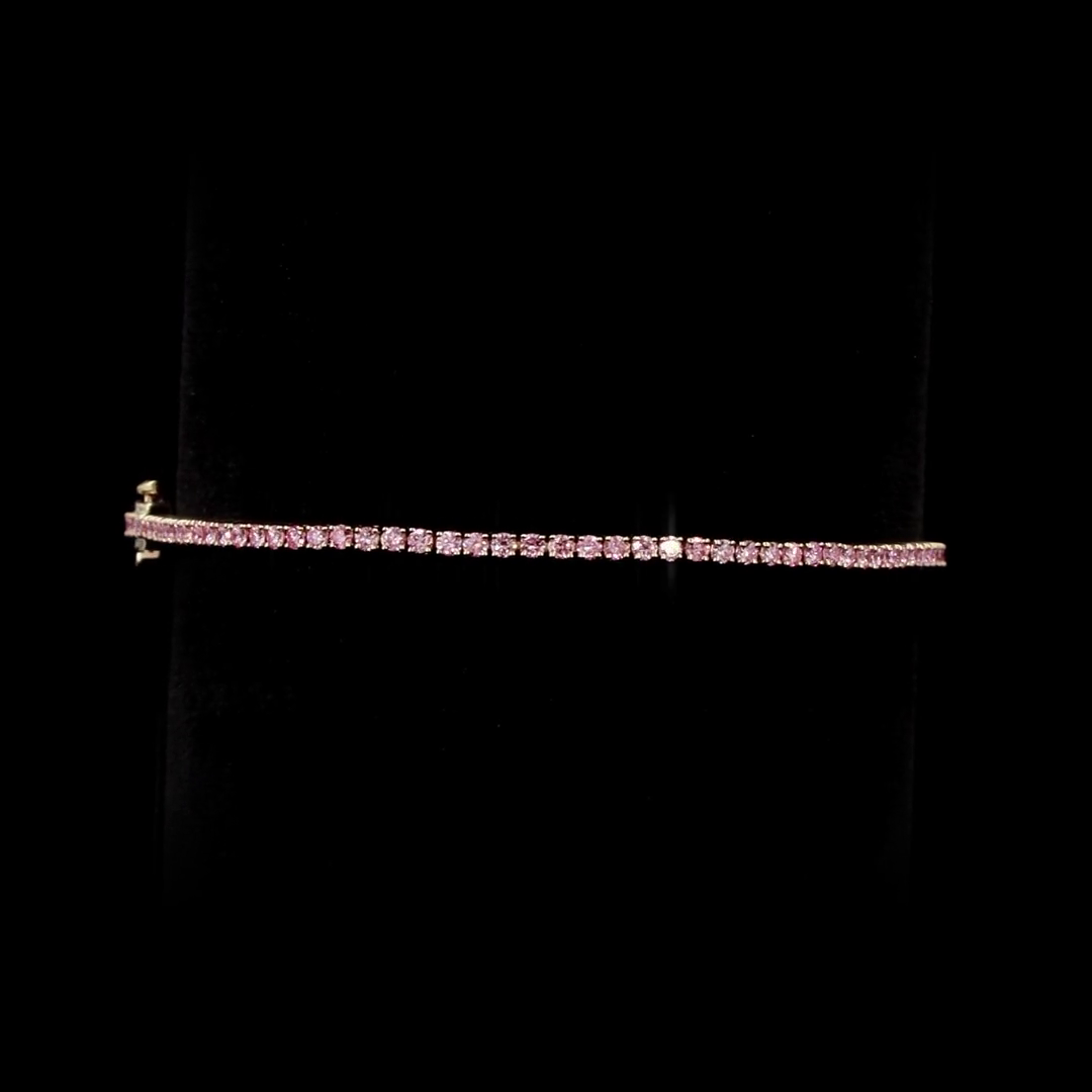 1.57 CTTW Round Lab Diamond Tennis Bracelet 6.5" 14k White Gold Fancy Vivid Pink Color and VS2 Clarity jewelry-spot-usa
