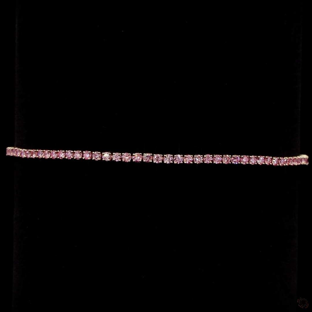 1.57 CTTW Round Lab Diamond Tennis Bracelet 6.5" 14k White Gold Fancy Vivid Pink Color and VS2 Clarity jewelry-spot-usa