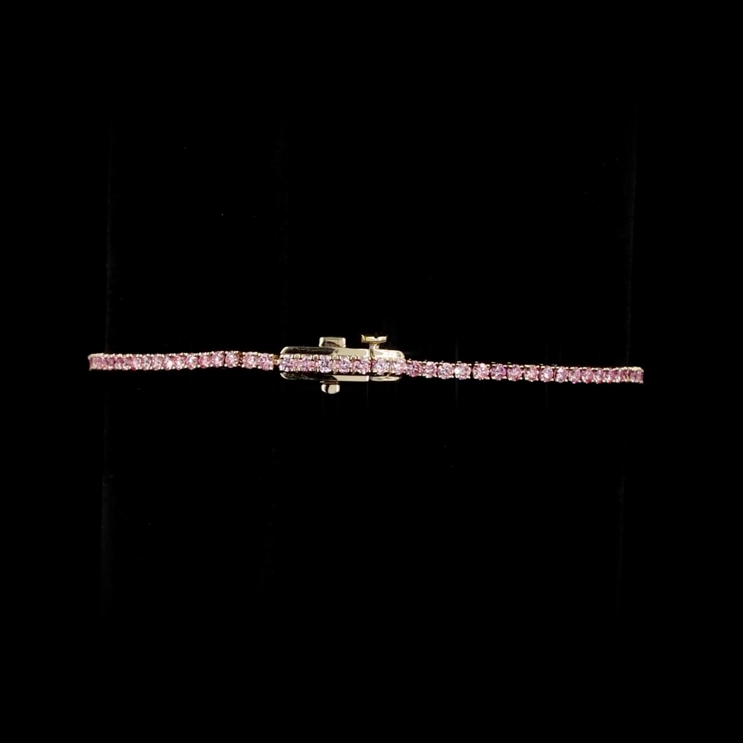 1.57 CTTW Round Lab Diamond Tennis Bracelet 6.5" 14k White Gold Fancy Vivid Pink Color and VS2 Clarity jewelry-spot-usa