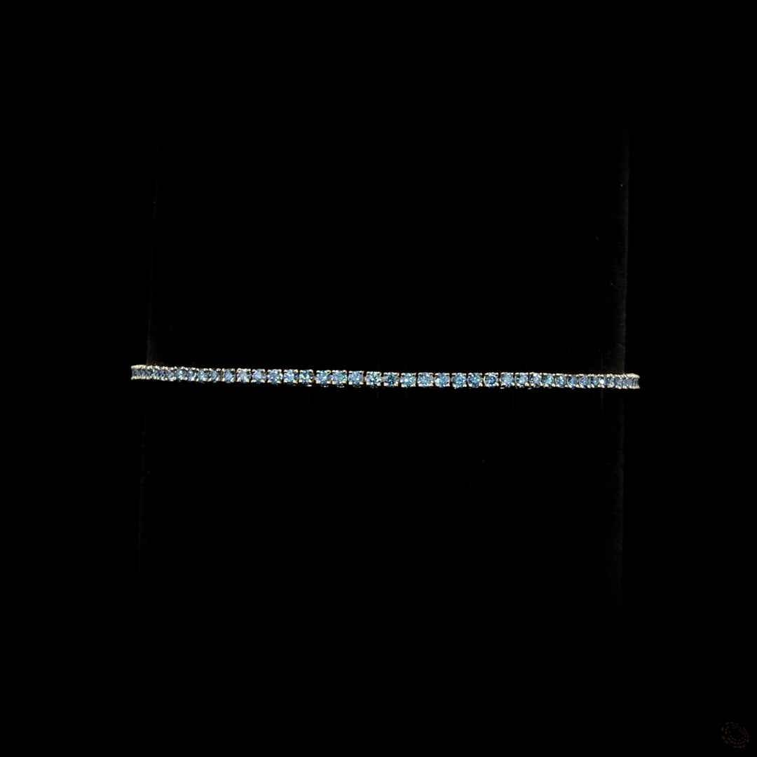 1.49 CTTW Round Fancy Vivid Blue VS1 Lab Diamond Tennis Bracelet 6.5" 14k White Gold