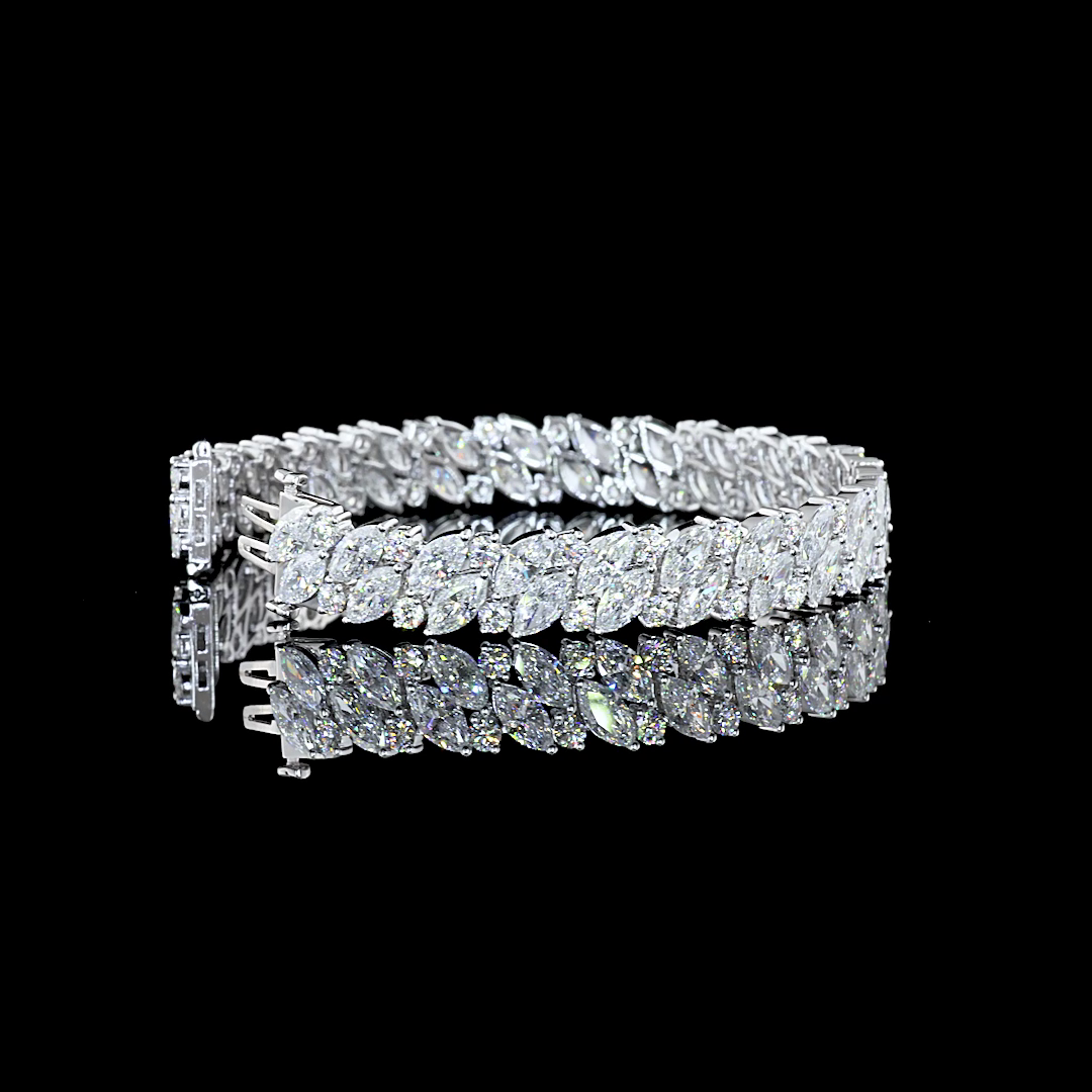 19.76 CTTW Marquise Lab Diamond Tennis Bracelet 7" 14k White Gold (F Color and VS2 Clarity)