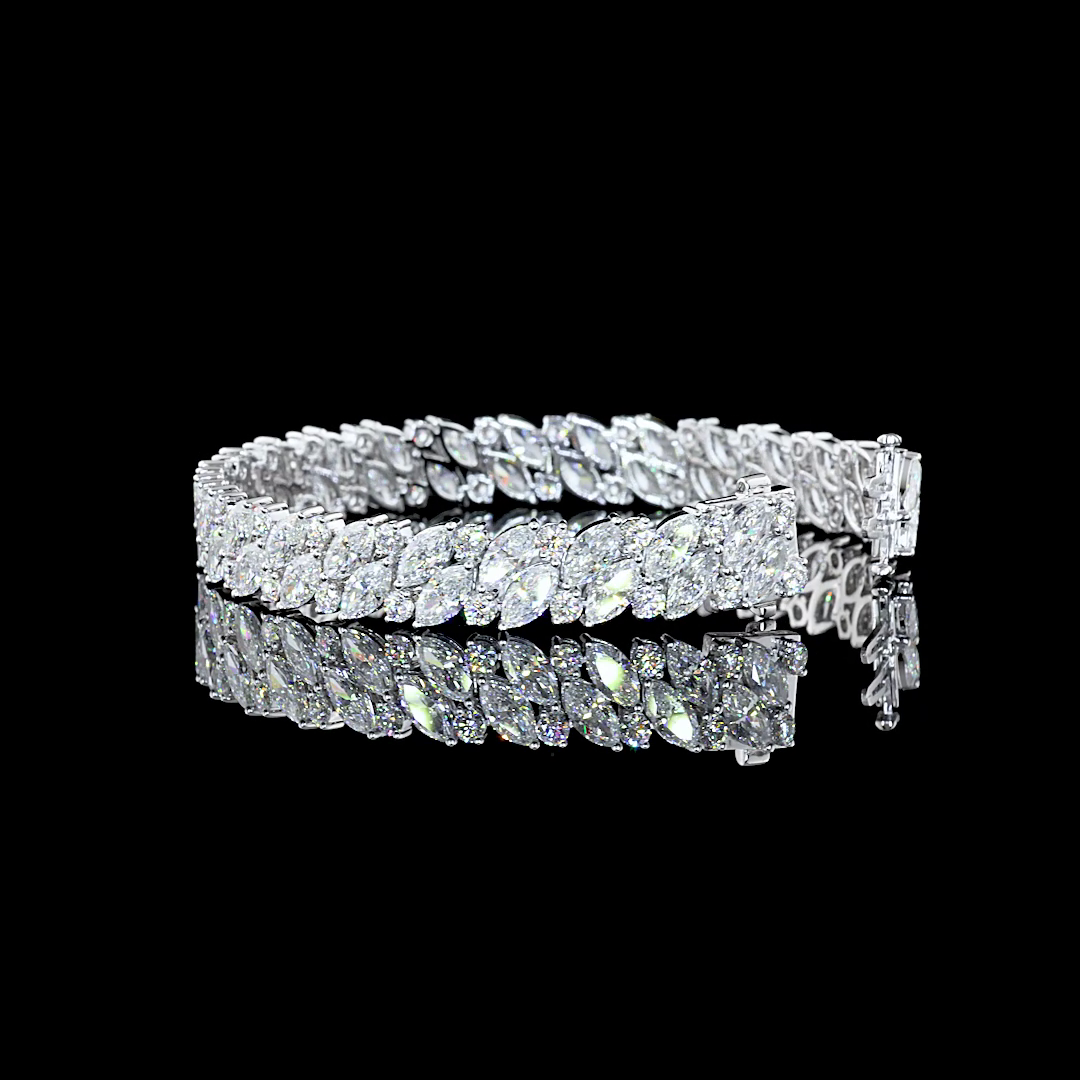 19.76 CTTW Marquise Lab Diamond Tennis Bracelet 7" 14k White Gold (F Color and VS2 Clarity)