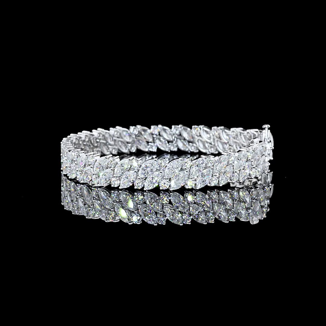 19.76 CTTW Marquise Lab Diamond Tennis Bracelet 7" 14k White Gold (F Color and VS2 Clarity)