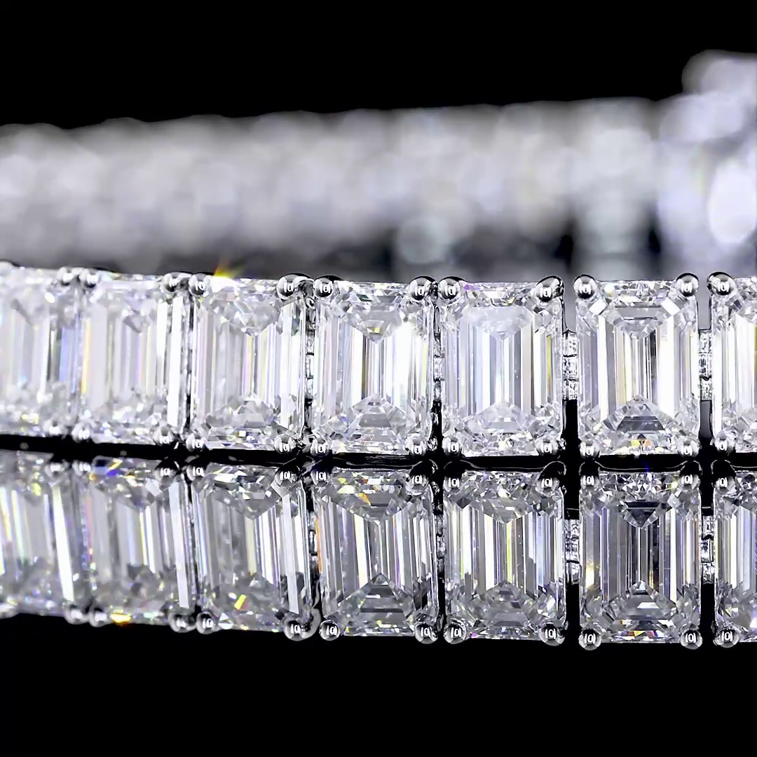 16.11 CTTW Emerald Lab Diamond Tennis Bracelet 7" 14k White Gold F/D/E Color and VS2/VS1/VVS1/VS Clarity jewelry-spot-usa