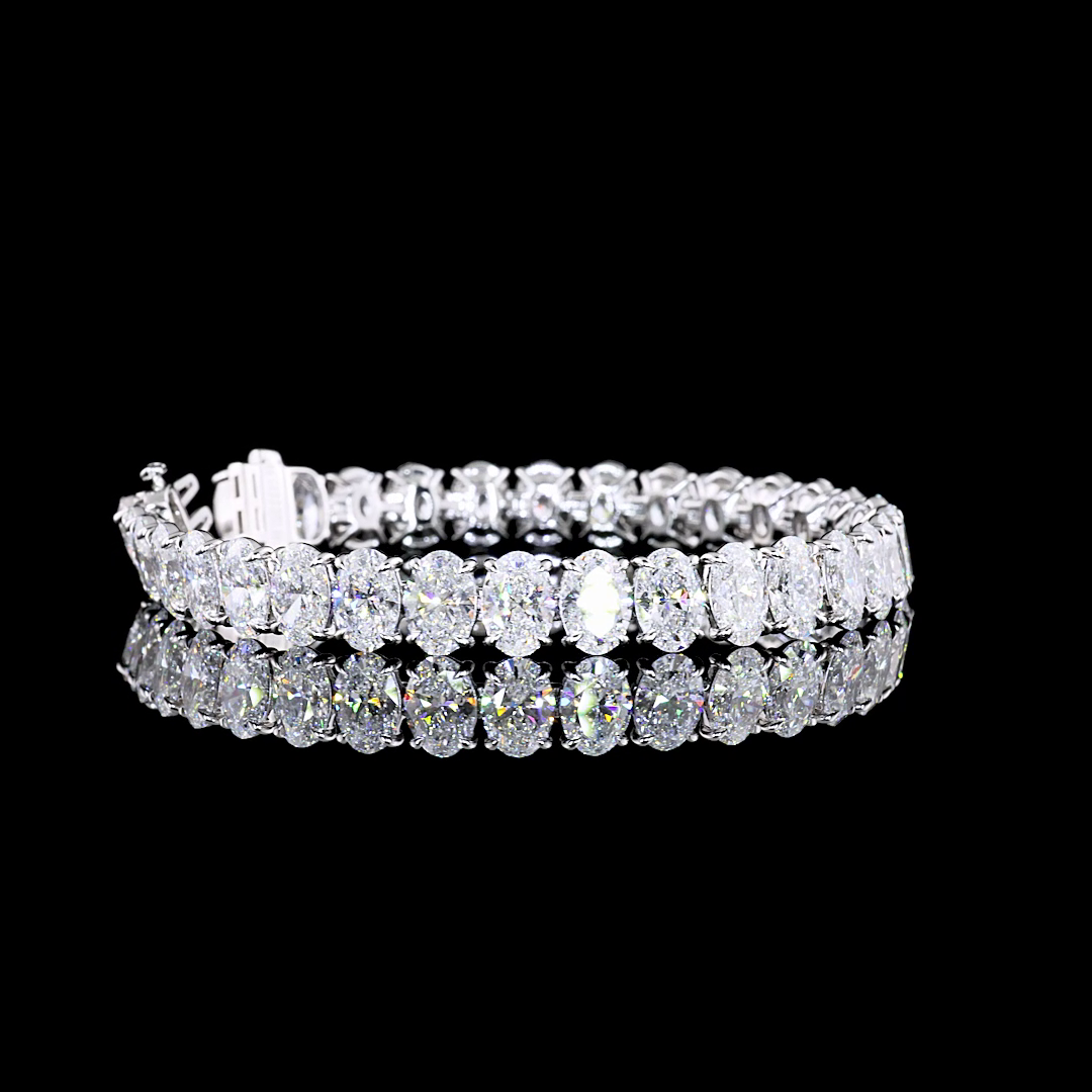 25.04 CTTW Oval Lab Diamond Tennis Bracelet 7" 14k White Gold D/E/F Color and VVS2/VS2/VS1 Clarity jewelry-spot-usa