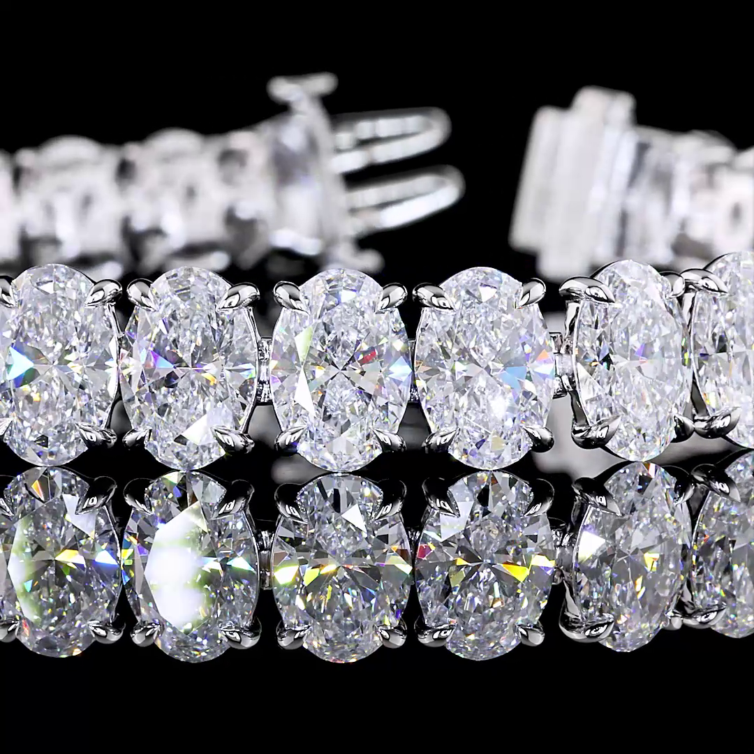 25.04 CTTW Oval Lab Diamond Tennis Bracelet 7" 14k White Gold D/E/F Color and VVS2/VS2/VS1 Clarity jewelry-spot-usa