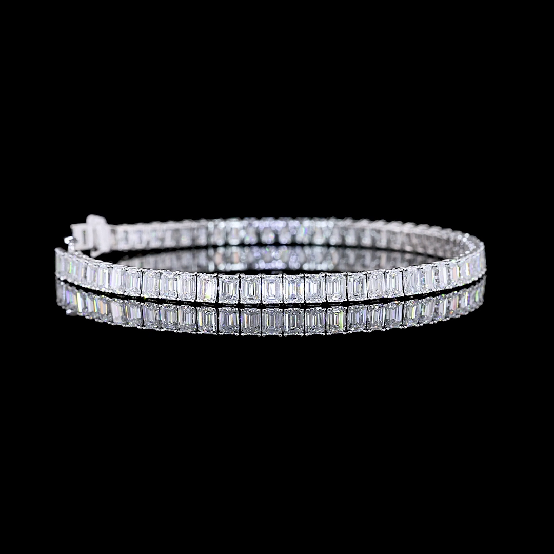 9.96 CTTW Emerald Lab Diamond Tennis Bracelet 7" 14k White Gold (E Color and VS Clarity)