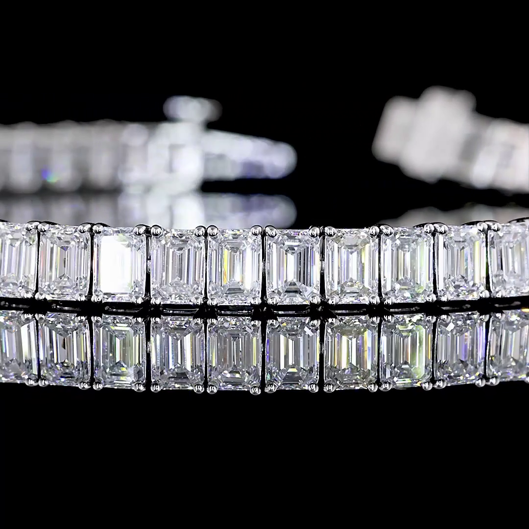 9.96 CTTW Emerald Lab Diamond Tennis Bracelet 7" 14k White Gold (E Color and VS Clarity)