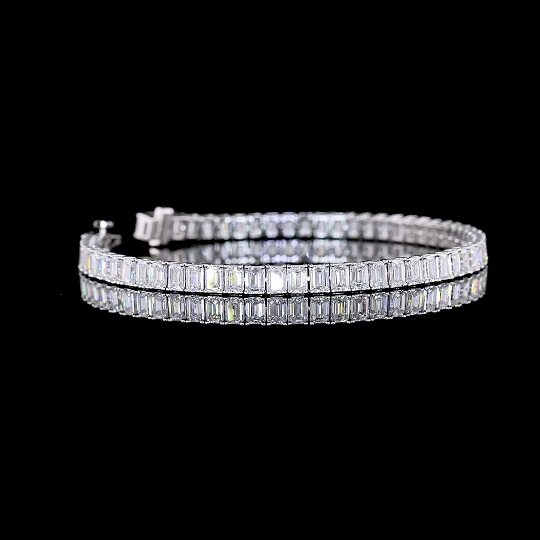 10.24 CTTW Emerald Lab Diamond Tennis Bracelet 7" 14k White Gold (E Color and VS Clarity)