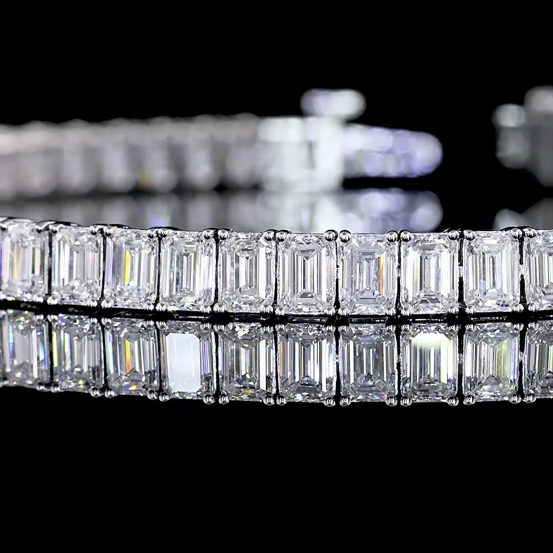 10.24 CTTW Emerald Lab Diamond Tennis Bracelet 7" 14k White Gold (E Color and VS Clarity)