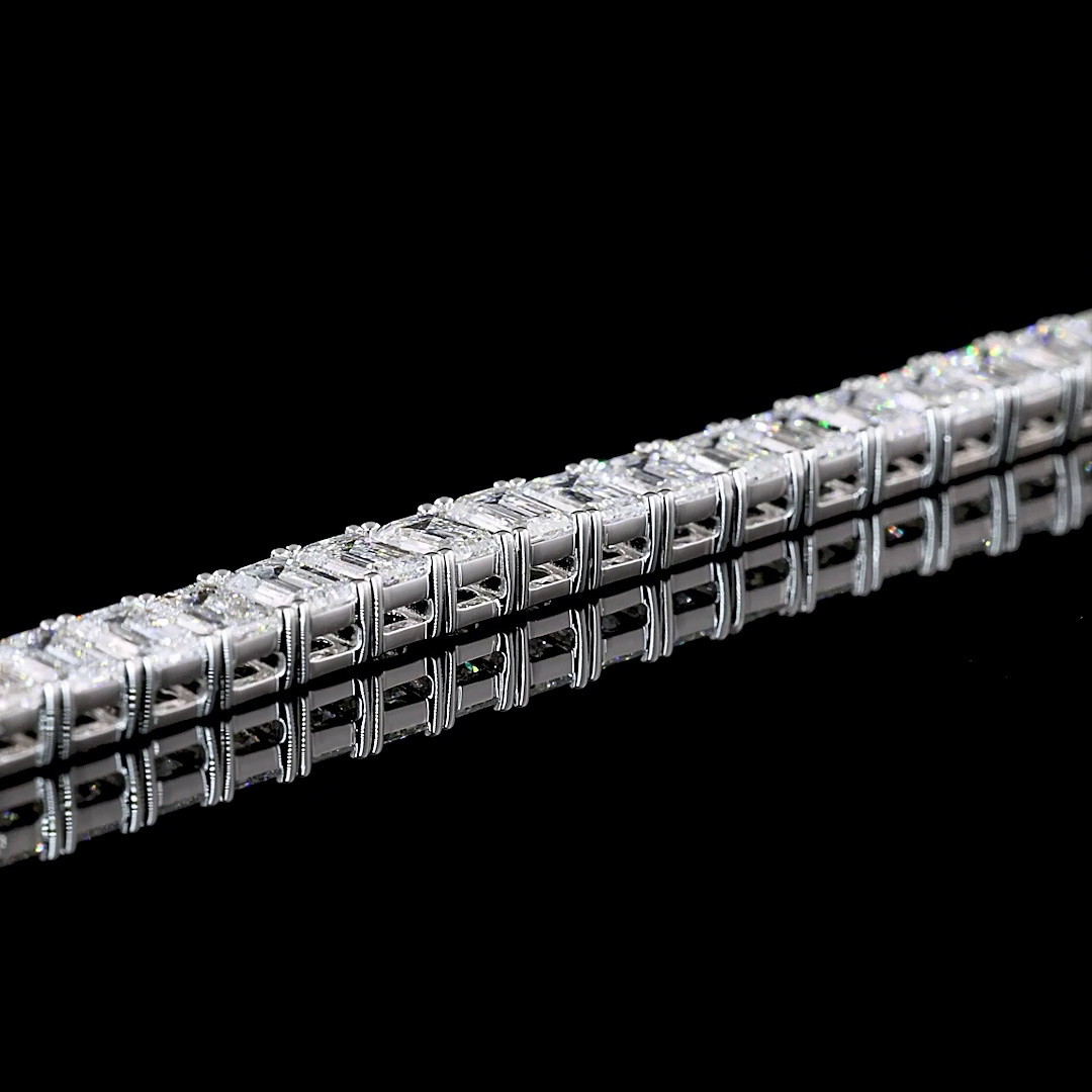 10.24 CTTW Emerald Lab Diamond Tennis Bracelet 7" 14k White Gold (E Color and VS Clarity)