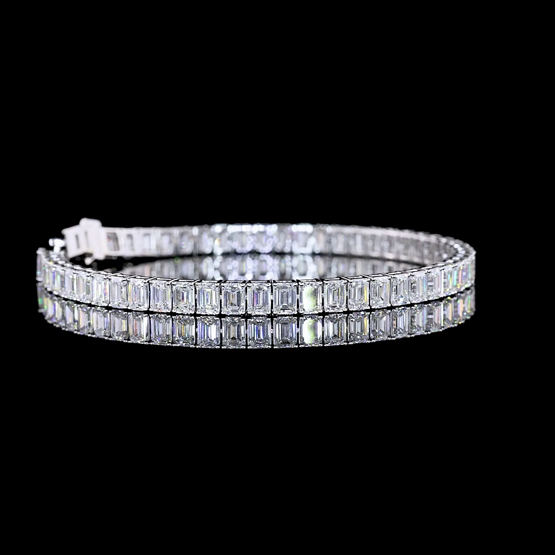 13.41 CTTW Emerald Lab Diamond Tennis Bracelet 7" 14k White Gold E Color and VS Clarity jewelry-spot-usa