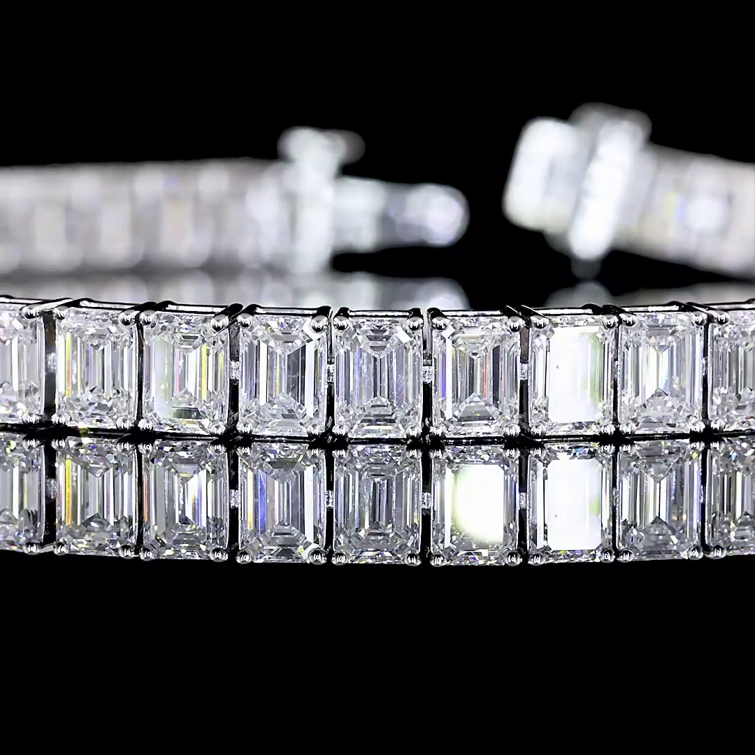 13.41 CTTW Emerald Lab Diamond Tennis Bracelet 7" 14k White Gold E Color and VS Clarity jewelry-spot-usa