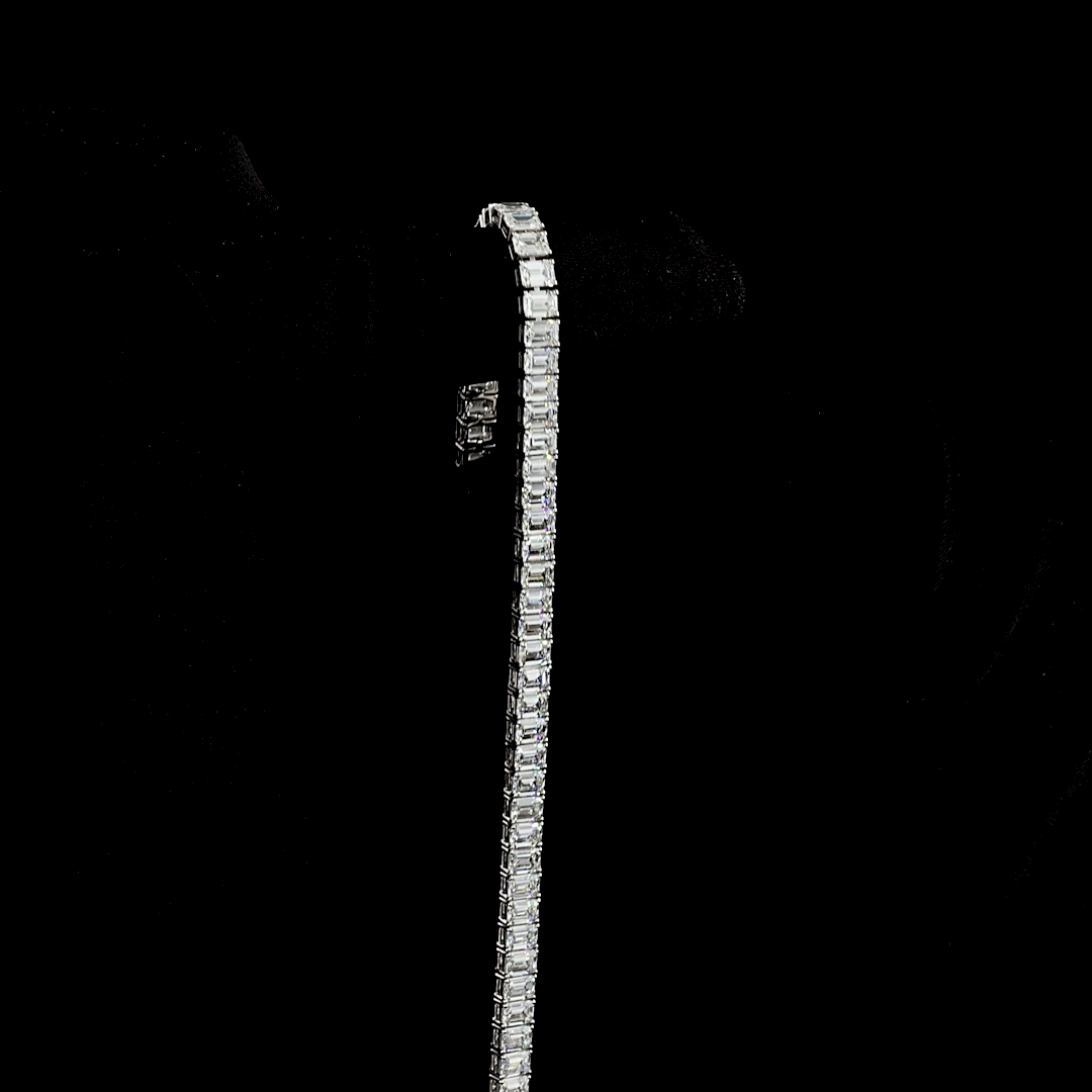 13.41 CTTW Emerald Lab Diamond Tennis Bracelet 7" 14k White Gold E Color and VS Clarity jewelry-spot-usa