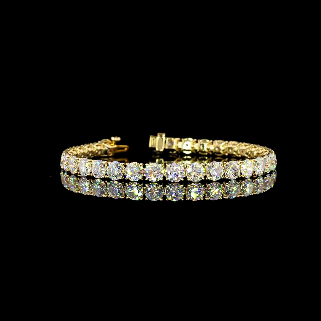 14k Yellow Gold Lab Diamond Round 17.37 CTTW Tennis Bracelet 7" E VS jewelry-spot-usa