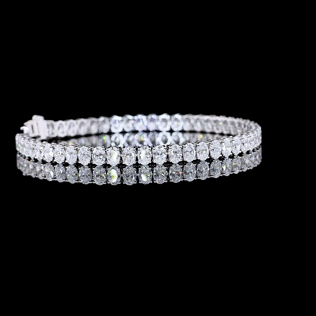 10.23 CTTW Oval Lab Diamond Tennis Bracelet 7" (F Color and VS1 Clarity)