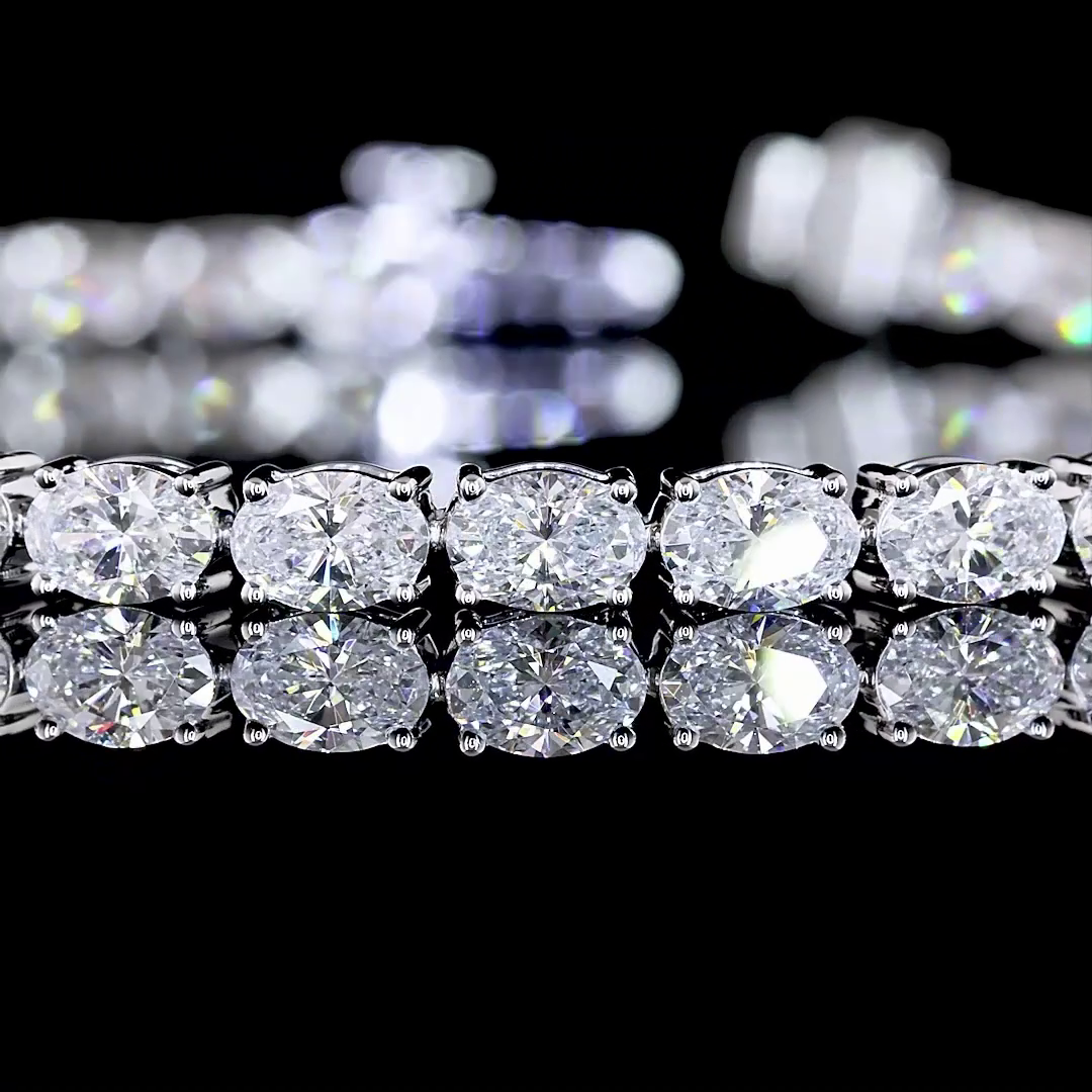 6.15 CTTW Oval Lab Diamond Tennis Bracelet 7" 14k White Gold E Color and VS Clarity jewelry-spot-usa