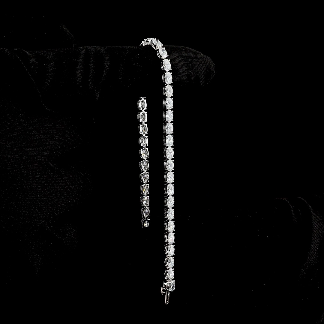 6.15 CTTW Oval Lab Diamond Tennis Bracelet 7" 14k White Gold E Color and VS Clarity jewelry-spot-usa