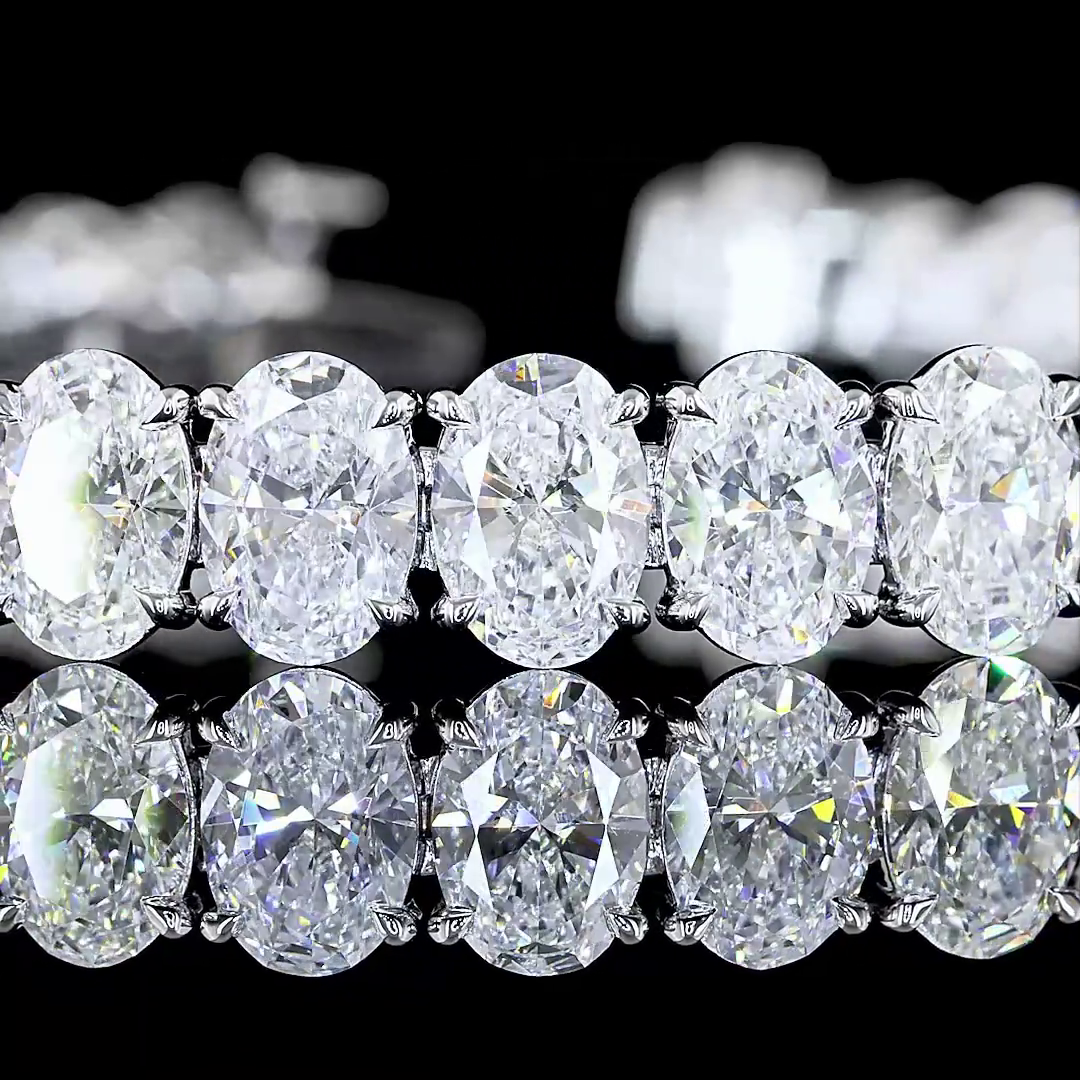 24.26 CTTW Oval Lab Diamond Tennis Bracelet 6.75" 14k White Gold E Color and VS Clarity jewelry-spot-usa
