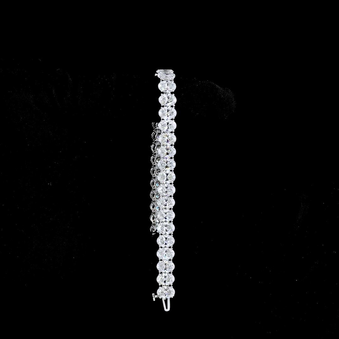 24.26 CTTW Oval Lab Diamond Tennis Bracelet 6.75" 14k White Gold E Color and VS Clarity jewelry-spot-usa