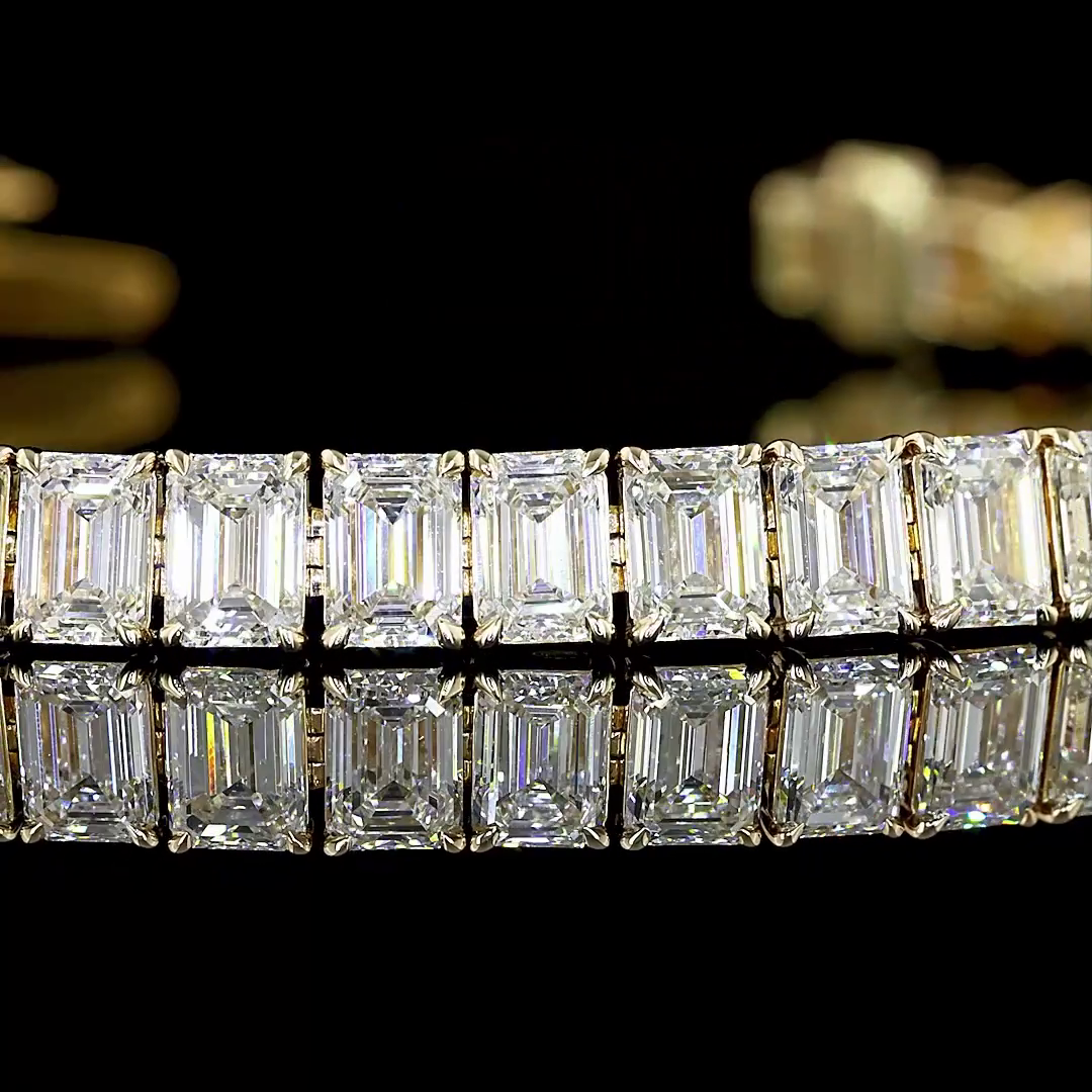 11.85 CTTW Emerald Lab Diamond Tennis Bracelet 6.5" 14k Yellow Gold E Color and VS Clarity jewelry-spot-usa