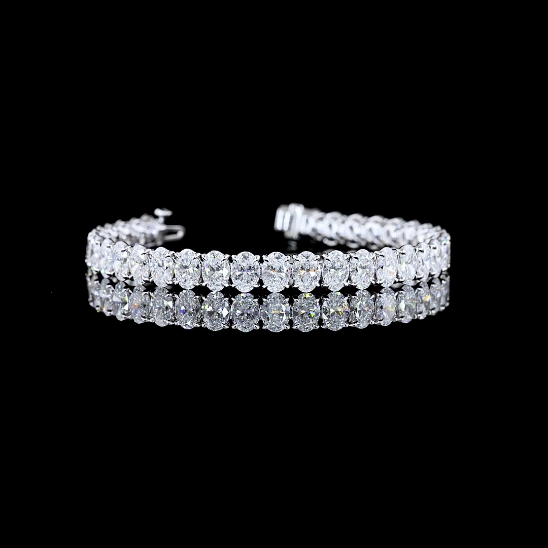 18.51 CTTW Oval Lab Diamond Tennis Bracelet 6.5" 14k White Gold D Color and VS1 Clarity jewelry-spot-usa