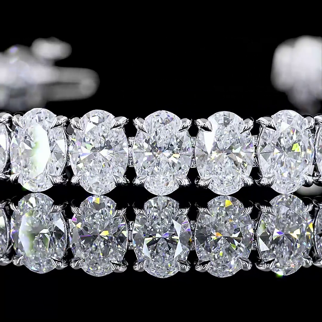 18.51 CTTW Oval Lab Diamond Tennis Bracelet 6.5" 14k White Gold D Color and VS1 Clarity jewelry-spot-usa