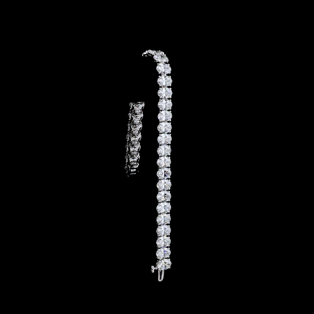 18.51 CTTW Oval Lab Diamond Tennis Bracelet 6.5" 14k White Gold D Color and VS1 Clarity jewelry-spot-usa