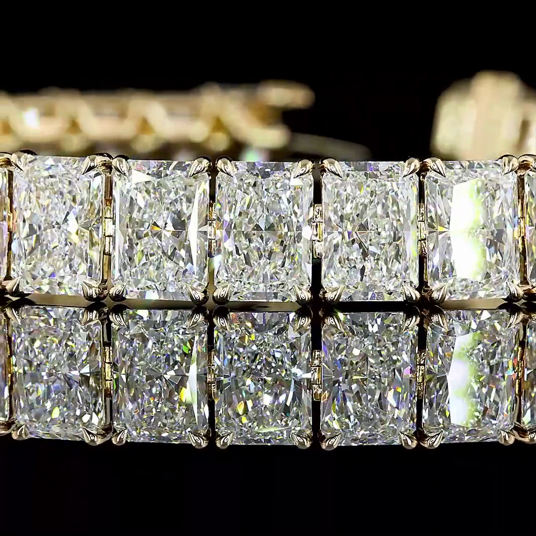 35.12 CTTW Radiant Lab Diamond Tennis Bracelet 7" 14k Yellow Gold (D Color and VS2 Clarity)
