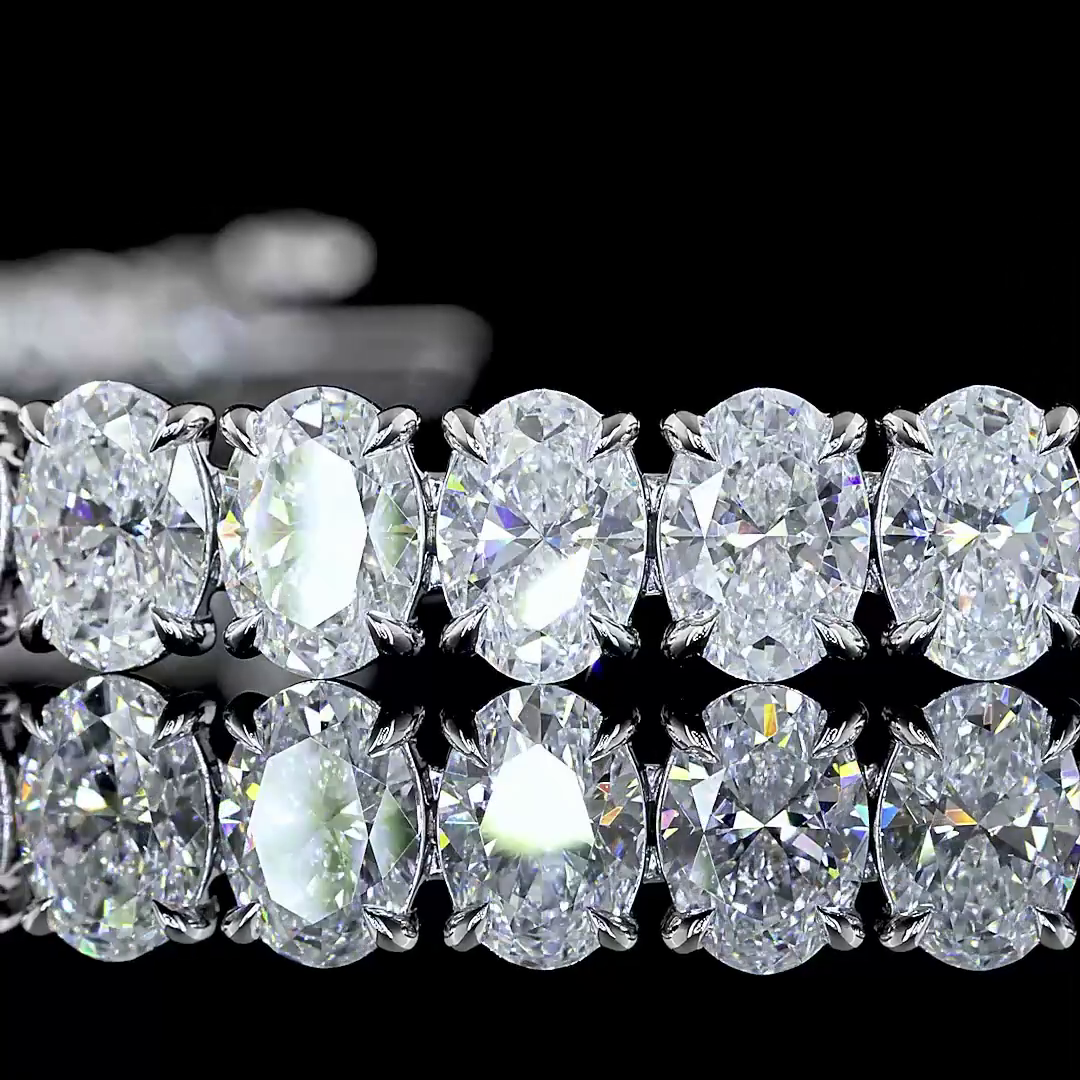 15.22 CTTW Oval Lab Diamond Tennis Bracelet 6.5" 14k White Gold E Color and VS Clarity jewelry-spot-usa