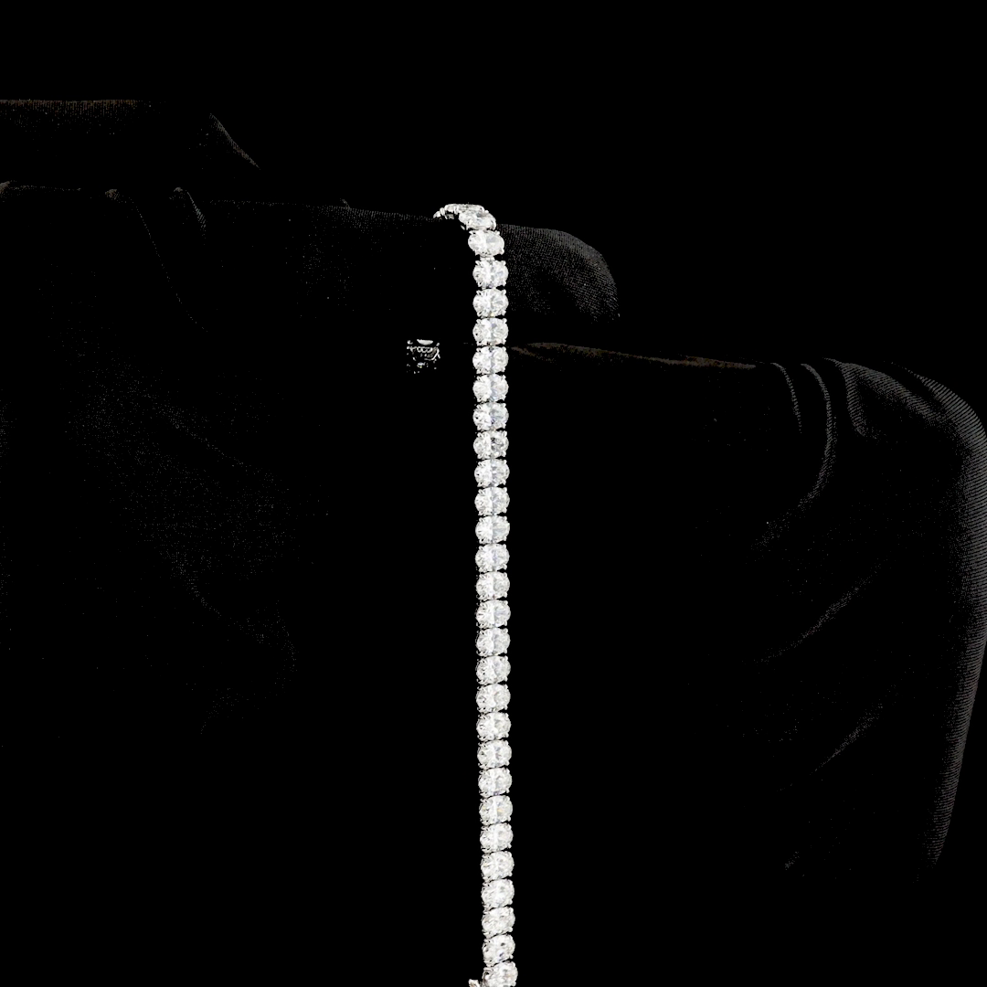 15.22 CTTW Oval Lab Diamond Tennis Bracelet 6.5" 14k White Gold E Color and VS Clarity jewelry-spot-usa