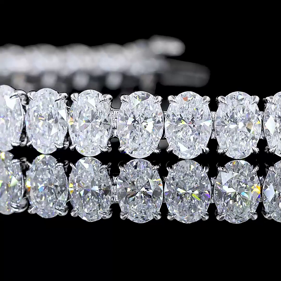 14.62 CTTW Oval Lab Diamond Tennis Bracelet 6.5" 14k White Gold E Color and VS Clarity jewelry-spot-usa