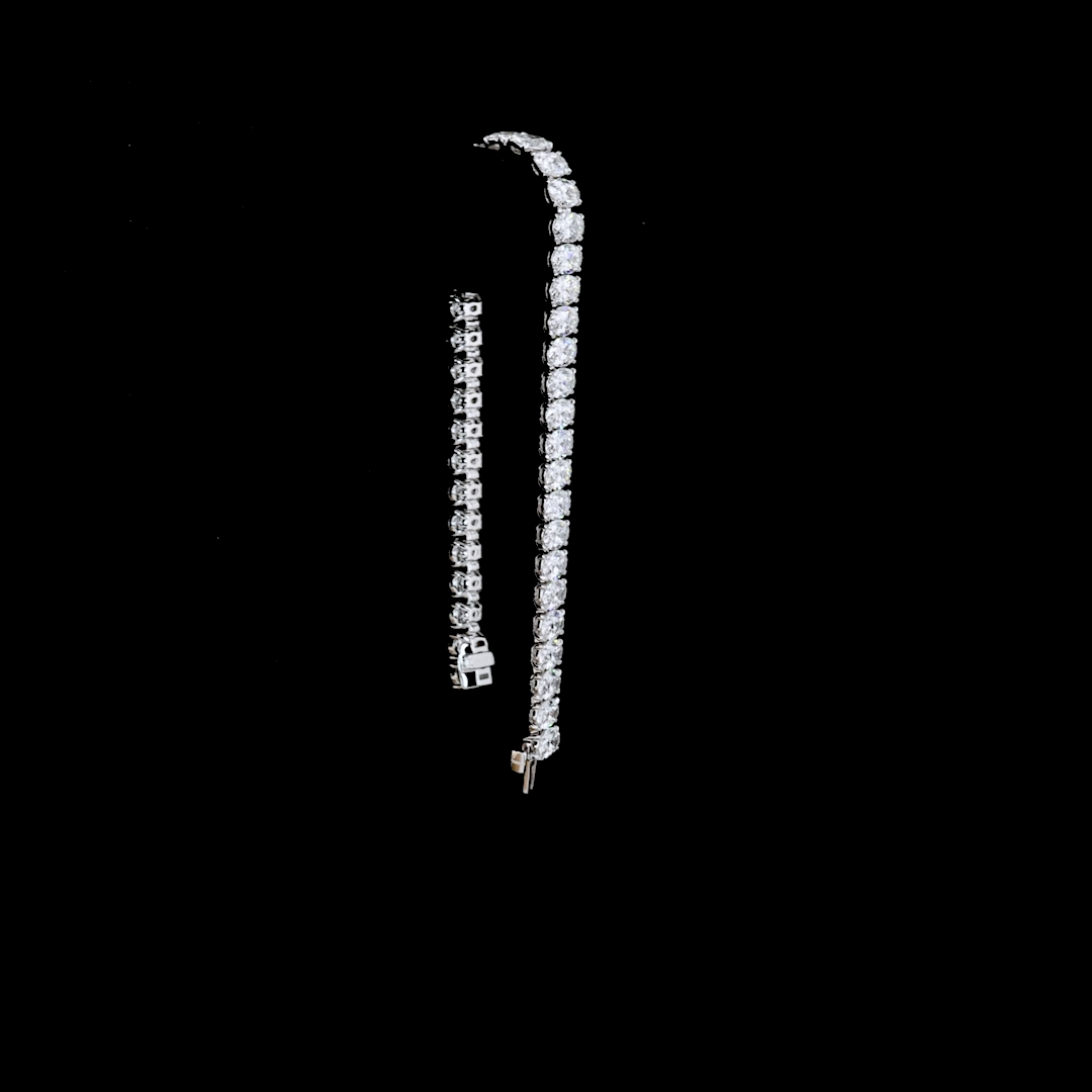 14.62 CTTW Oval Lab Diamond Tennis Bracelet 6.5" 14k White Gold E Color and VS Clarity jewelry-spot-usa