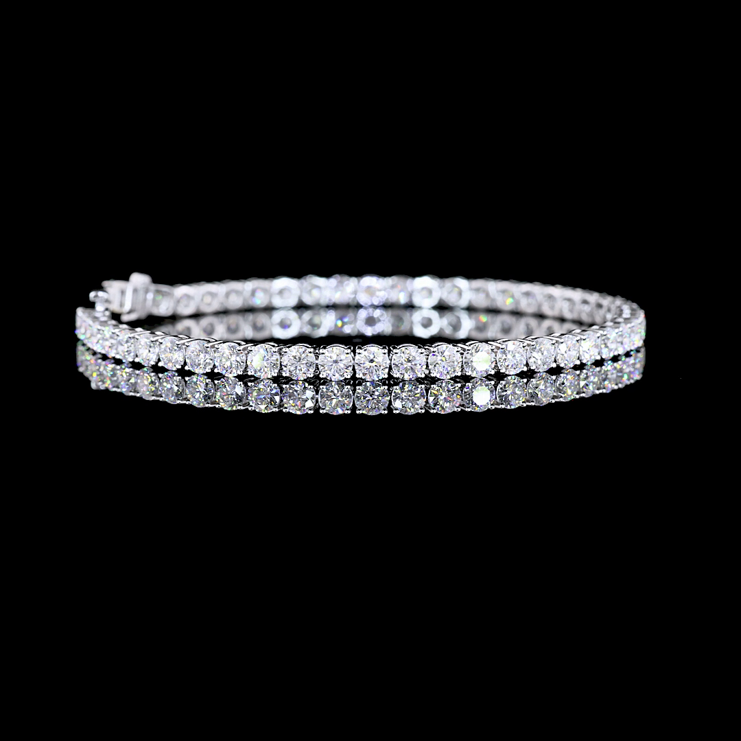 14k White Gold Lab Diamond Round 7.94 CTTW Tennis Bracelet 7.25" F VS2