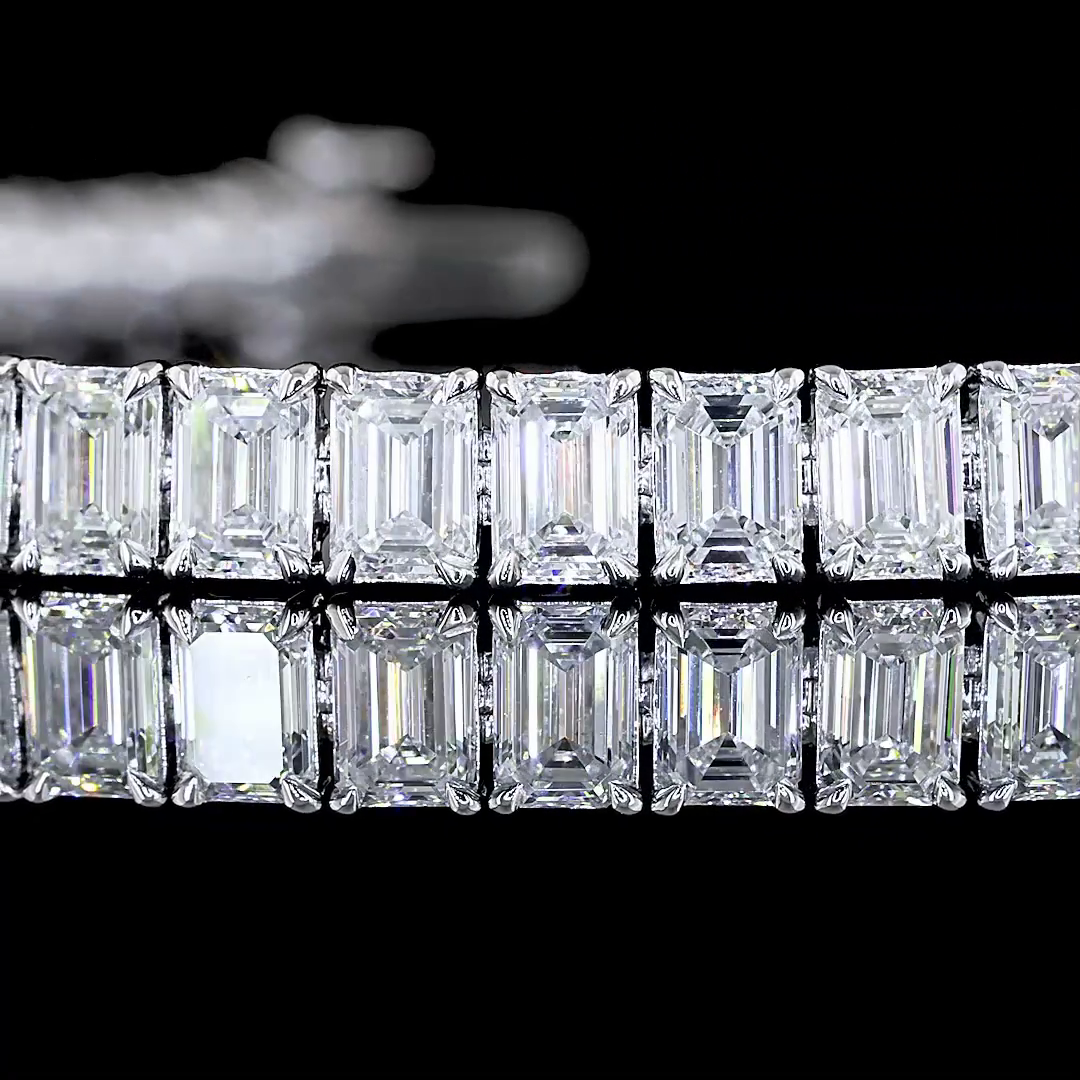 11.05 CTTW Emerald Lab Diamond Tennis Bracelet 6.5" 14k White Gold (F Color and VS2 Clarity)