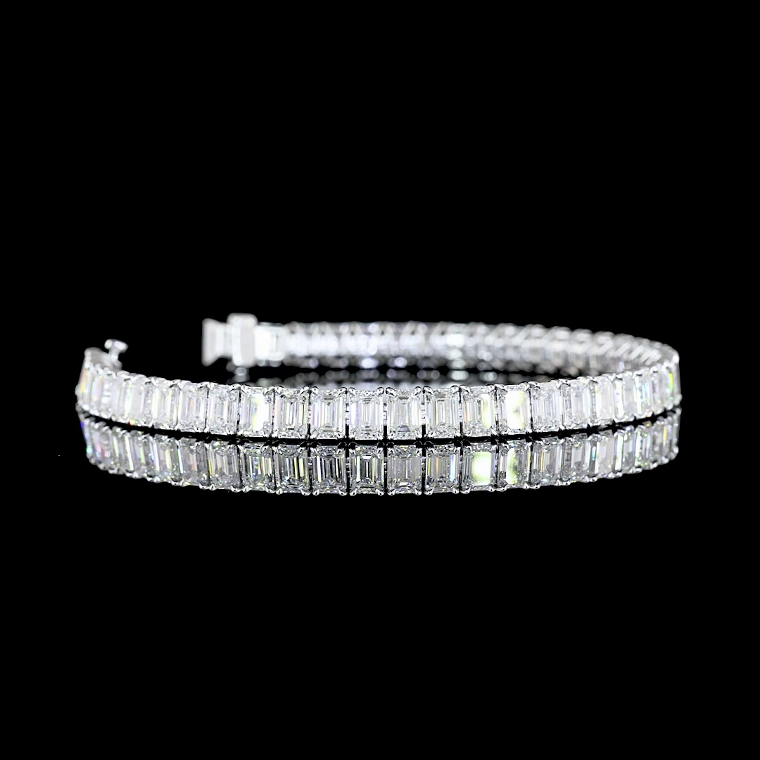 15.12 CTTW Emerald Lab Diamond Tennis Bracelet 6.5" 14k White Gold (E Color and VS/VS2 Clarity)