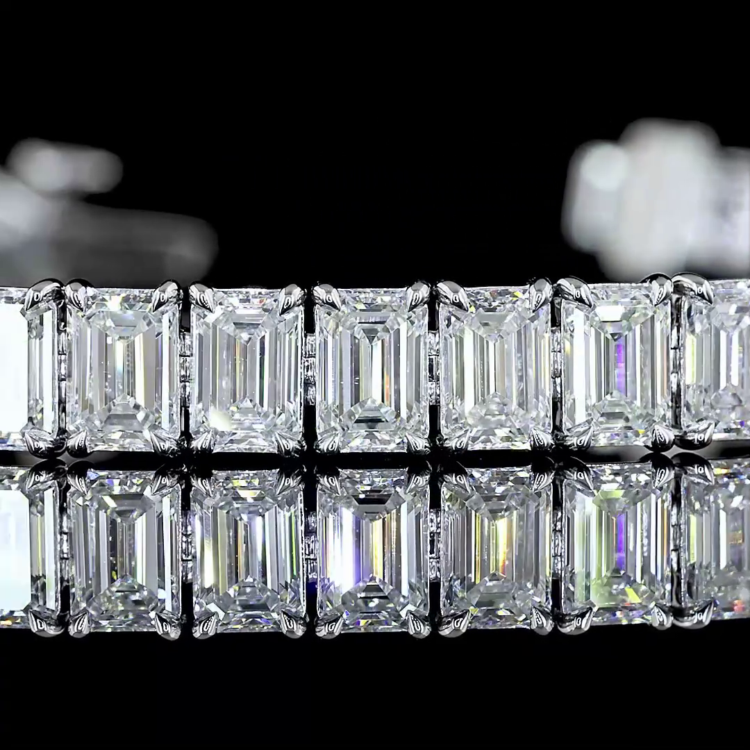 15.12 CTTW Emerald Lab Diamond Tennis Bracelet 6.5" 14k White Gold (E Color and VS/VS2 Clarity)