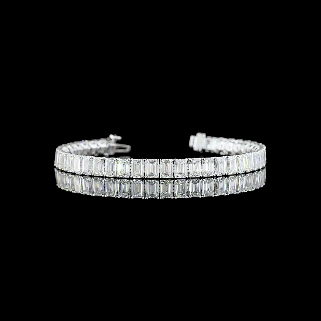 16.00 CTTW Emerald Lab Diamond Tennis Bracelet 6.5" 14k White Gold (E/F Color and VS1 Clarity)