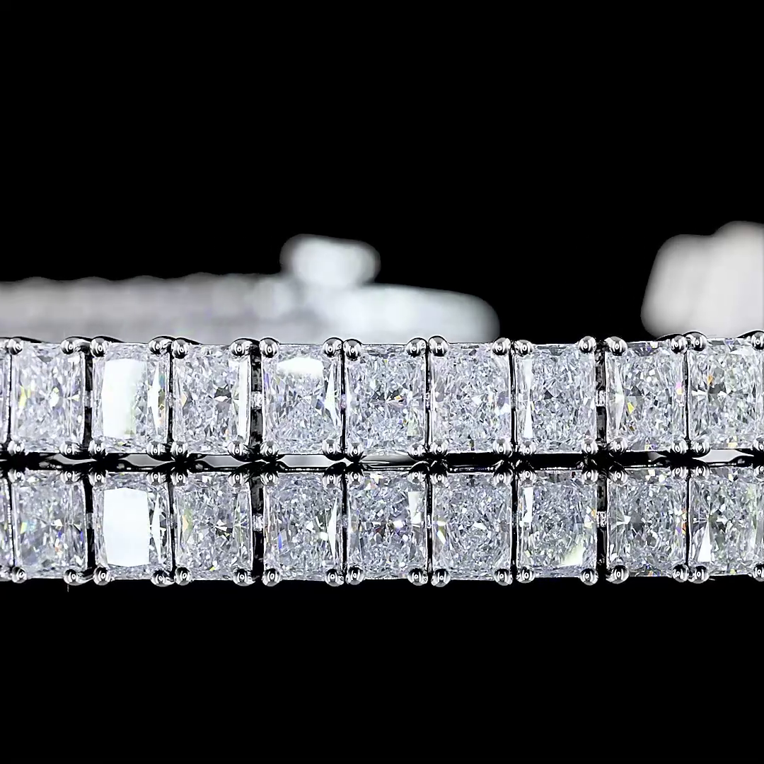 16.09 CTTW Radiant Lab Diamond Tennis Bracelet 6.5" 14k White Gold F/E Color and VS1/VS/VVS1 Clarity jewelry-spot-usa