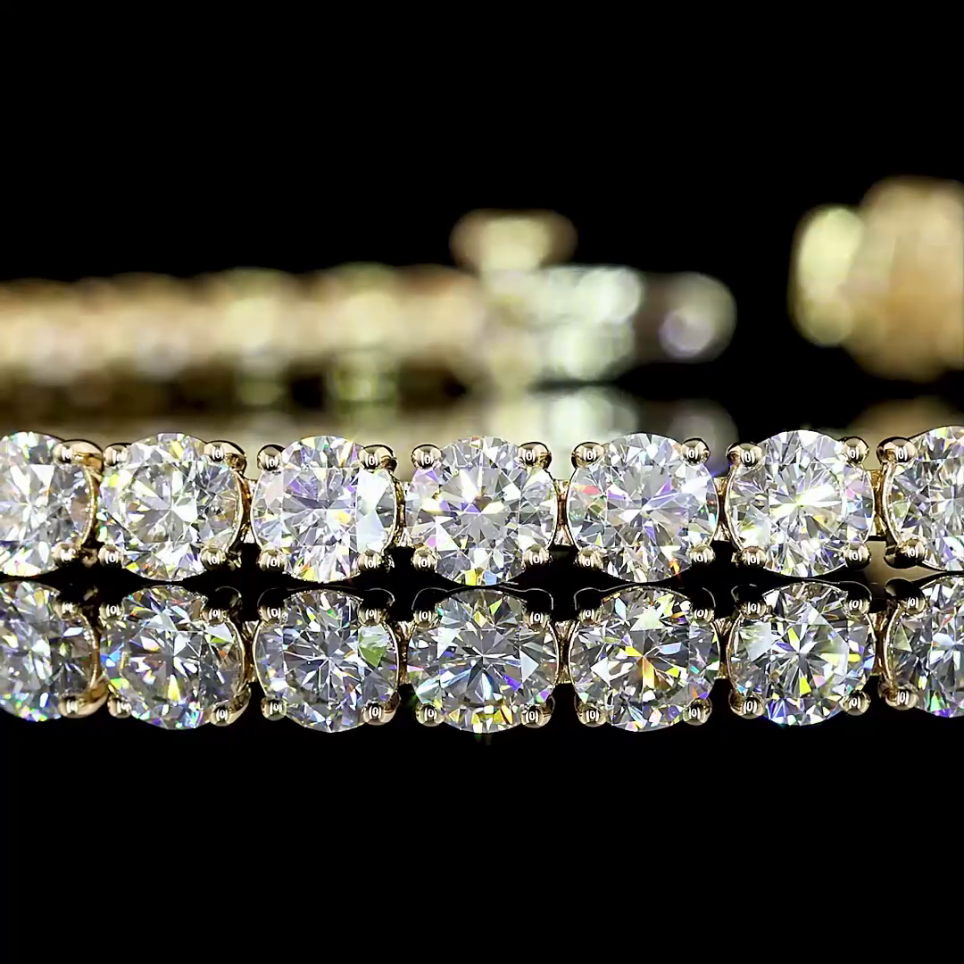 8.74 CTTW Round Lab Diamond Tennis Bracelet 7" 14k Yellow Gold (E/F Color and VS1/VS2 Clarity)