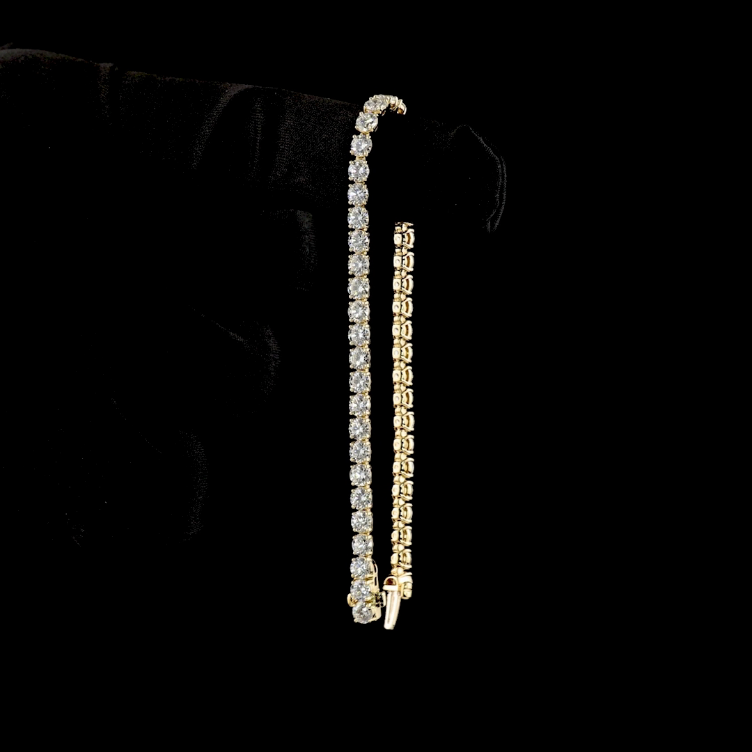 8.74 CTTW Round Lab Diamond Tennis Bracelet 7" 14k Yellow Gold (E/F Color and VS1/VS2 Clarity)