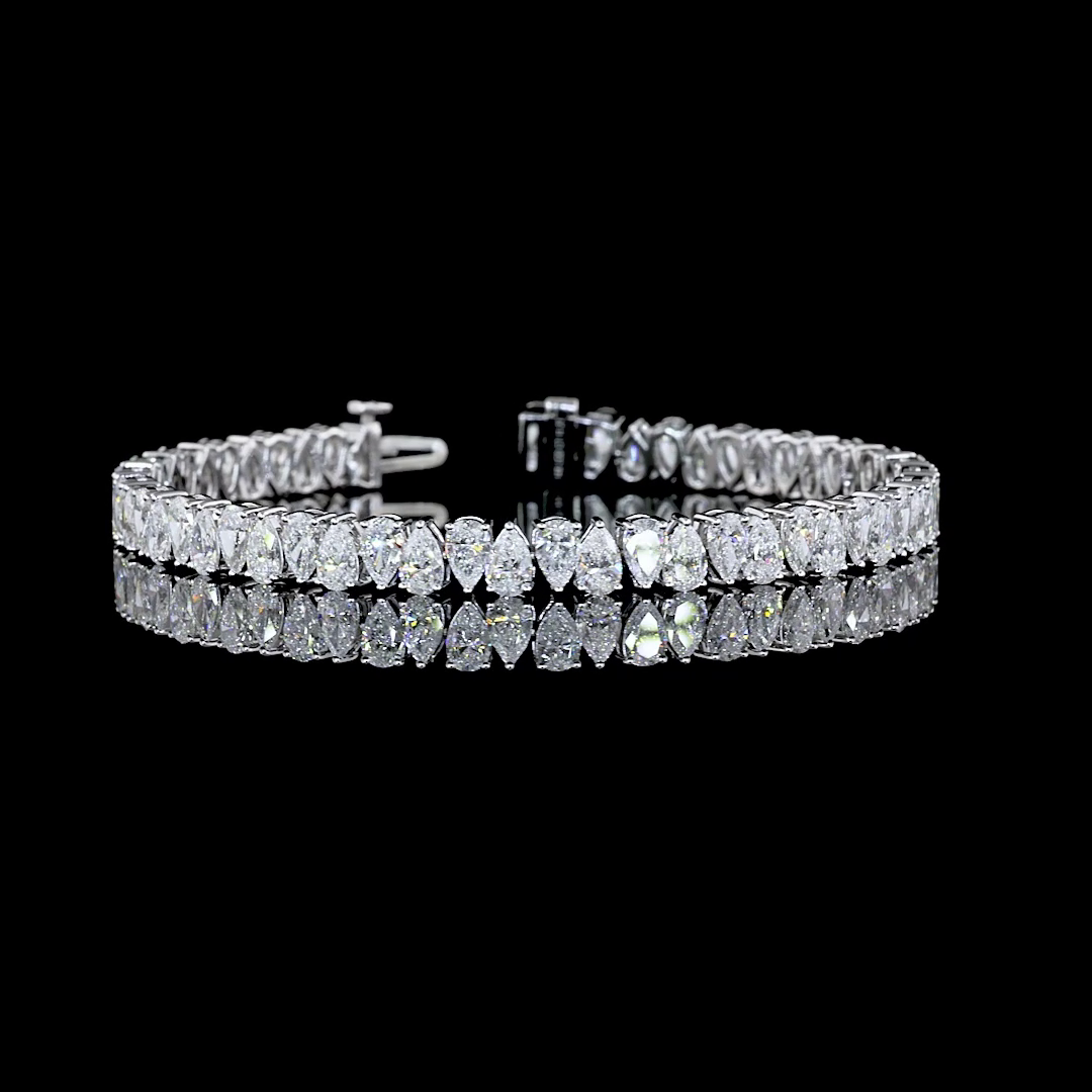 11.21 CTTW Pear Lab Diamond Tennis Bracelet 7" (E Color and VS Clarity)