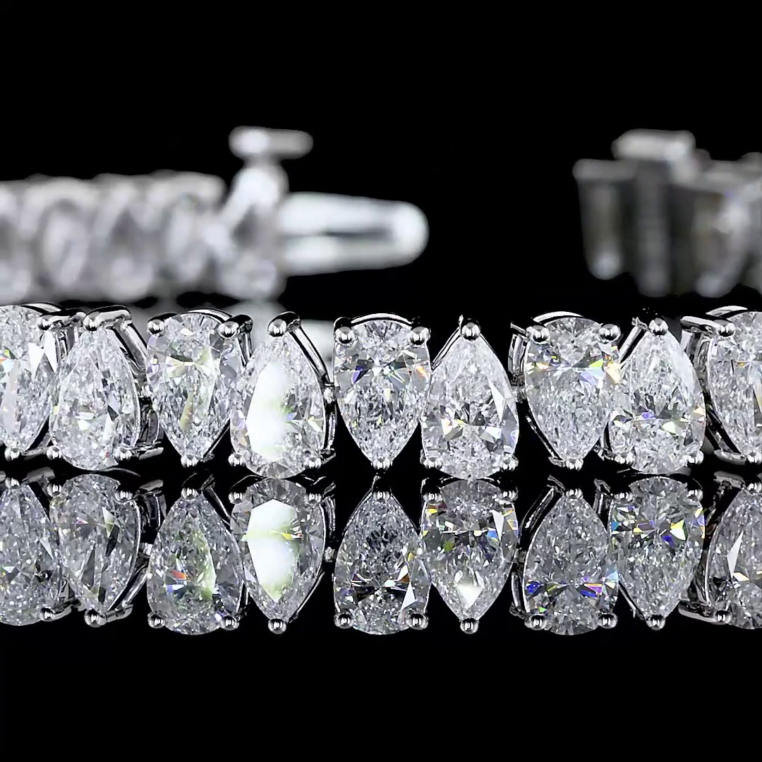 11.21 CTTW Pear Lab Diamond Tennis Bracelet 7" (E Color and VS Clarity)