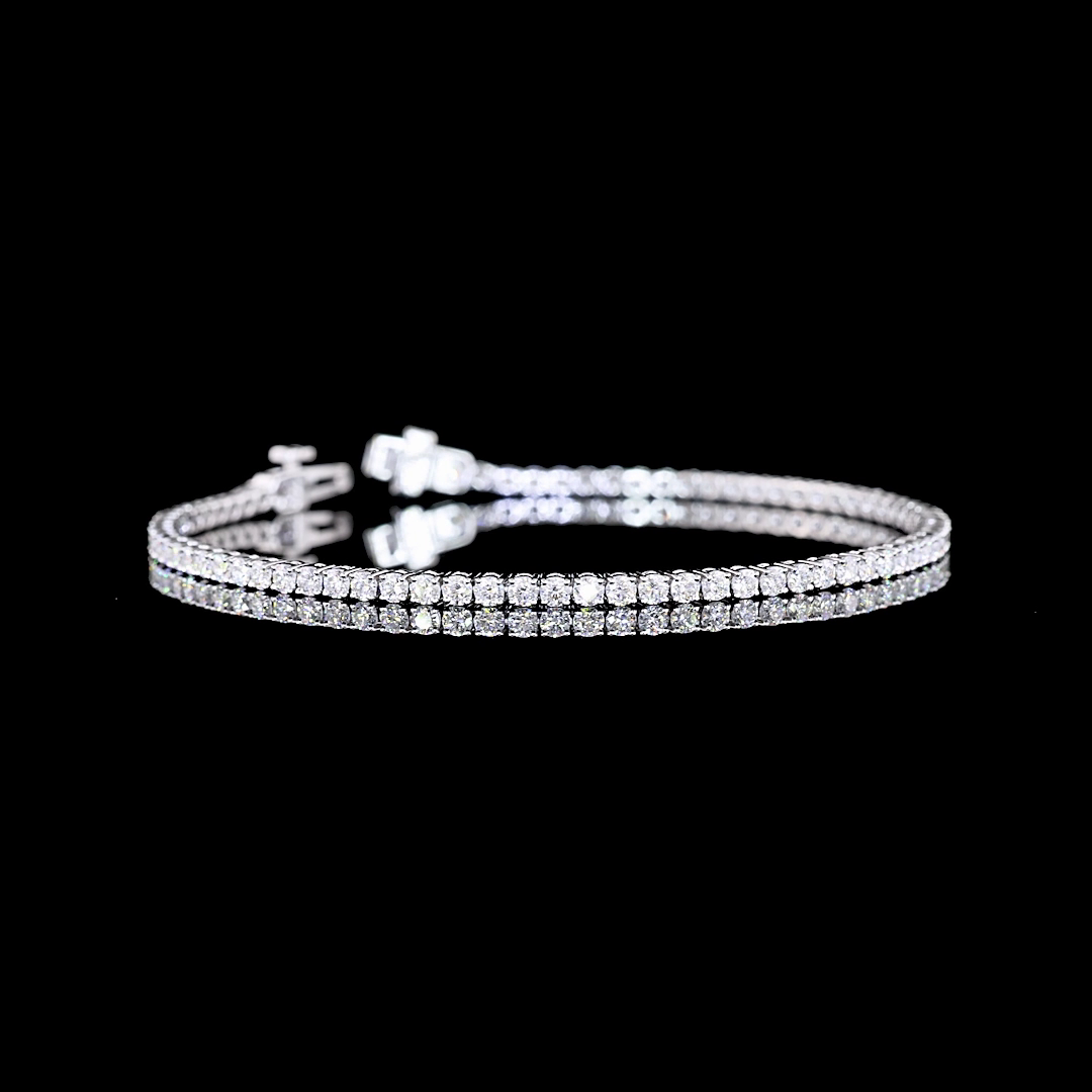 14k White Gold Lab Diamond Round 2.79 CTTW Tennis Bracelet 7" E VS1